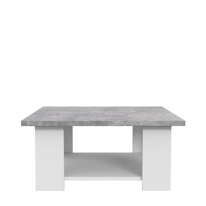 Tavolino PILVI - Cemento bianco e grigio chiaro - L 67 x P 67 x H 31 cm