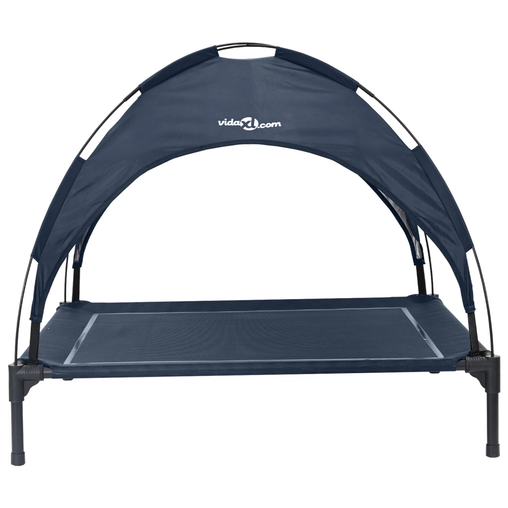 Letto rialzato per cani con tetto removibile blu navy L acciaio