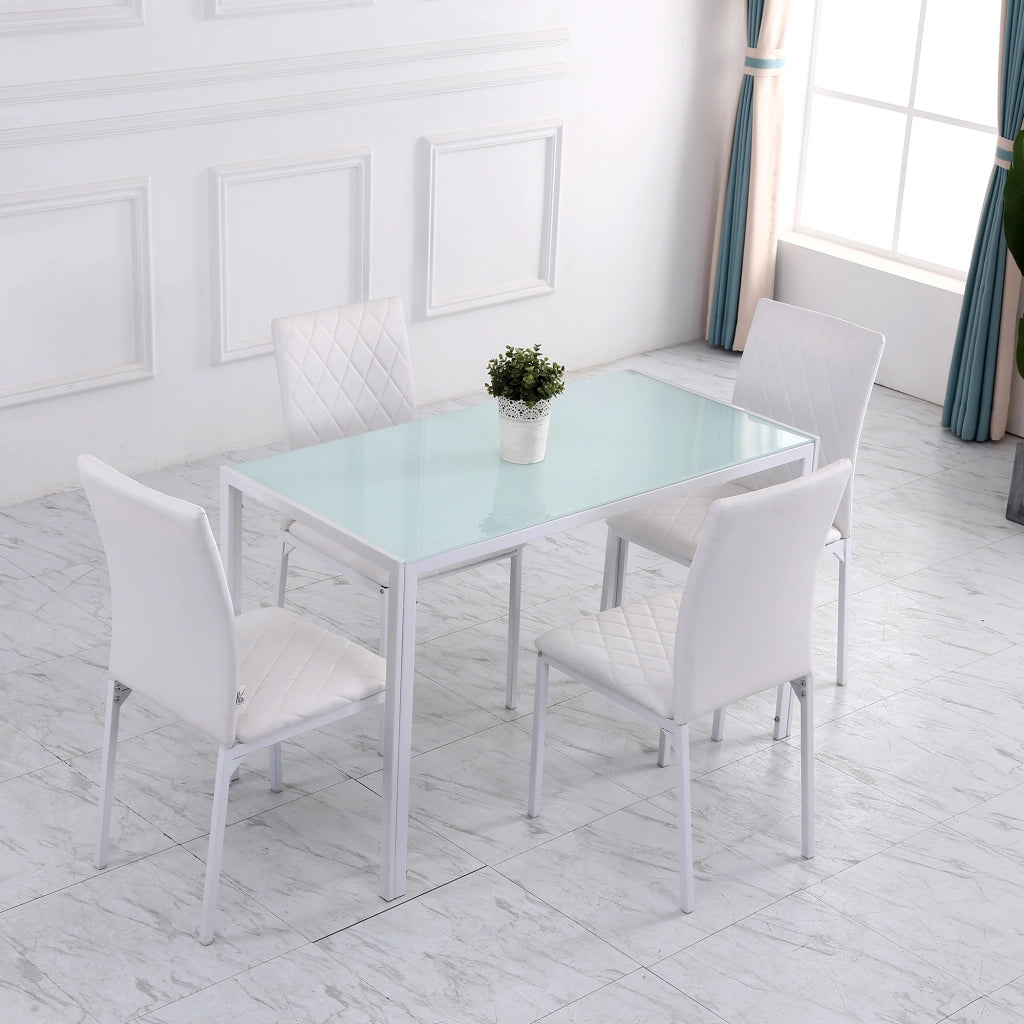 Set 4 Sedie Imbottite da Pranzo con Rivestimento in Similpelle ¨C Zephmum ¨C 41x50x91cm Bianco