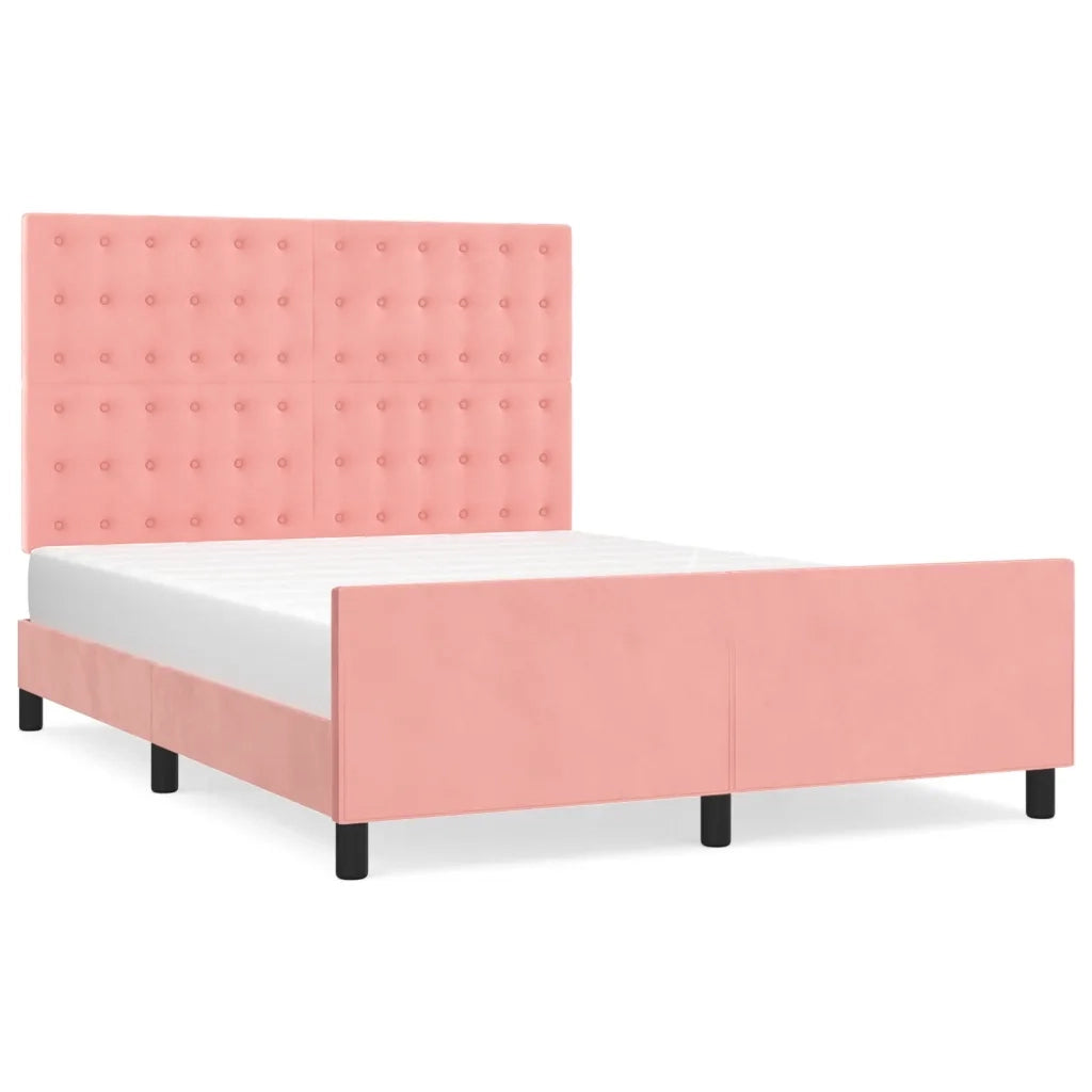 Giroletto con Testiera-Struttura Letto con testiera Rosa 140x200 cm in Velluto 287740