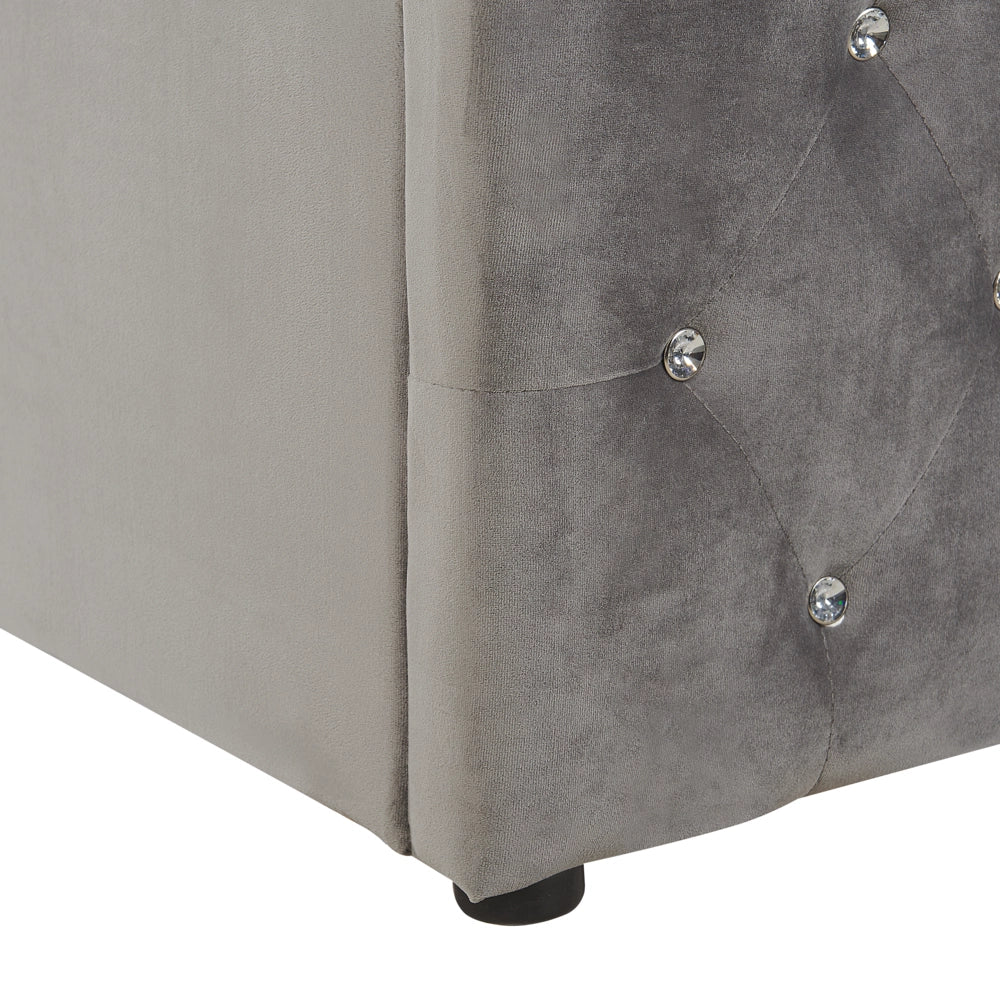 Letto singolo in velluto grigio Letto con mobili per camera da letto 140 x 200 cm con testiera doppia trapuntata EU