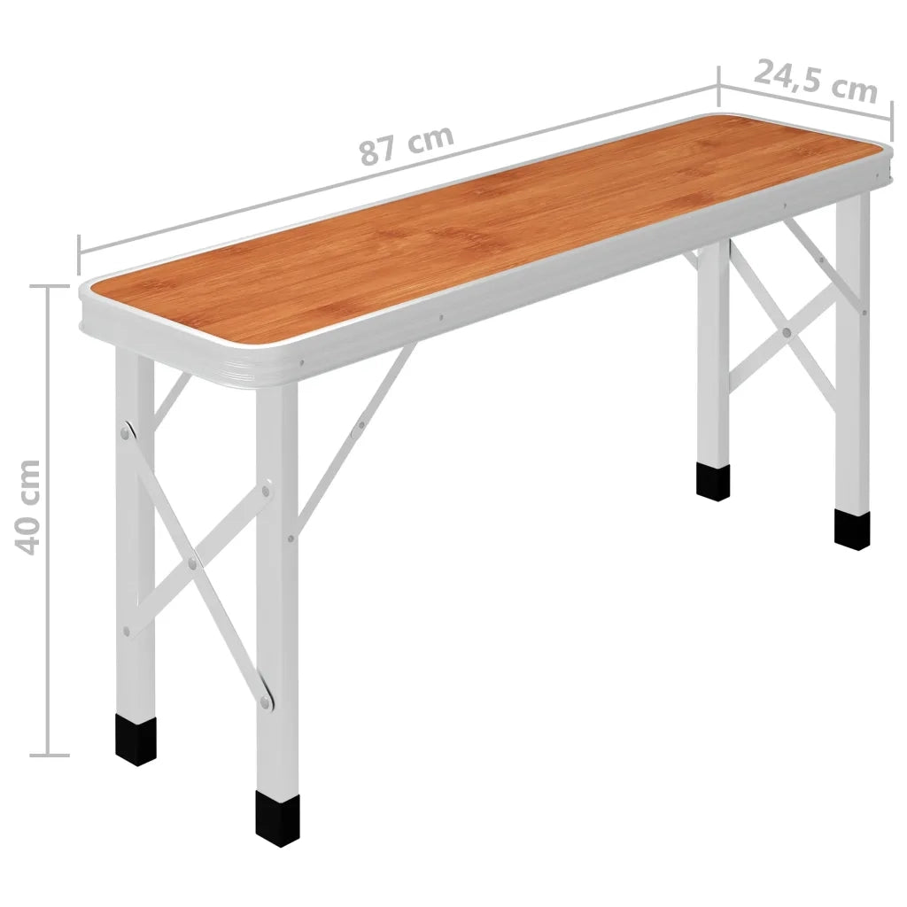 Tavolo da Campeggio Pieghevole e 2 Panche in Alluminio Marrone CFW9480702