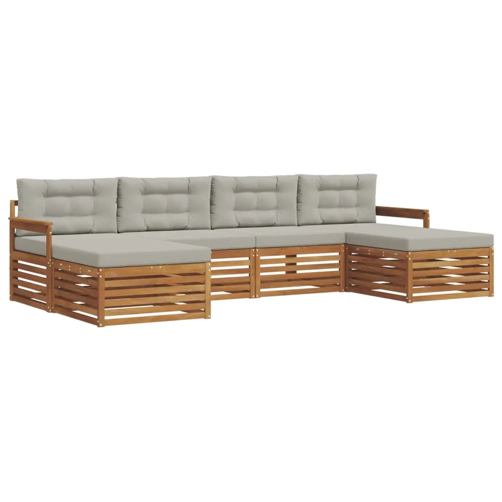 Set divani con cuscino 6 pcs Grigio Naturale e Chiaro 3373886