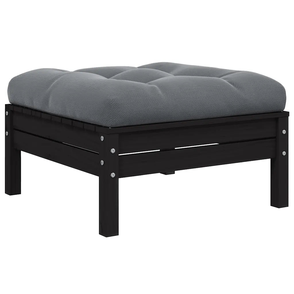 Sgabello da Giardino Cuscino Antracite in Massello di Pino Nerocod mxl 70745