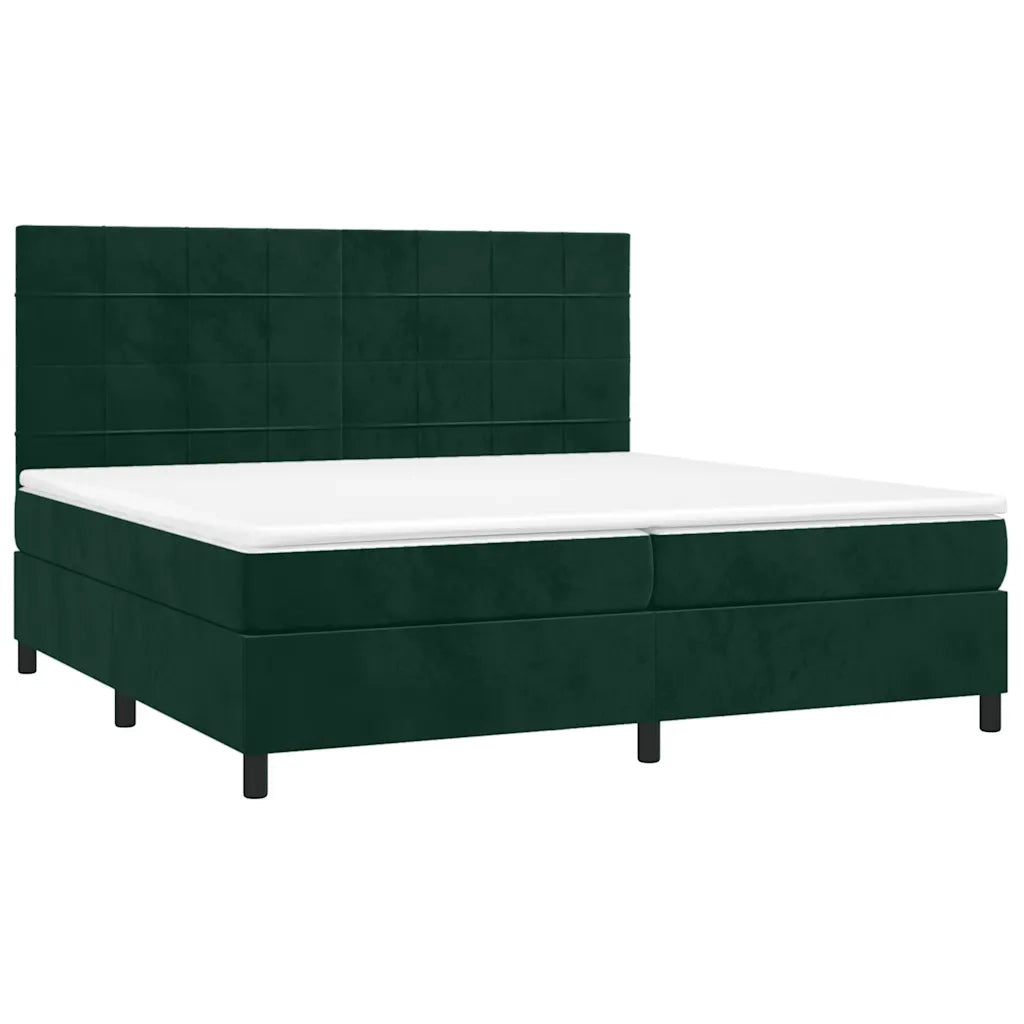 Letto a Molle con Materasso e LED Verde Scuro 200x200cm Velluto cod mxl 64104