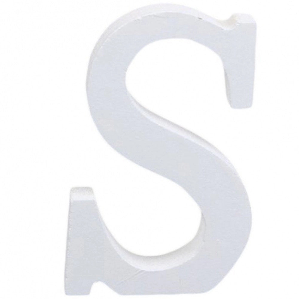 Trade Shop - Lettera S In Legno Bianco 11cm Decorazione Confettata Matrimonio Compleanno Wedding -