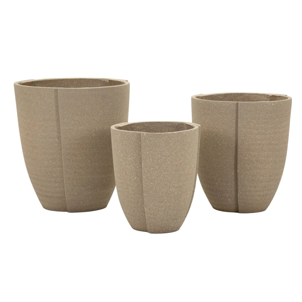 Set di 3 Vasi per Piante VKH1041, Grigio, Poliresina, 43x43x47 cm