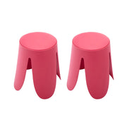 Set 2 sgabelli impilabili in similpelle, rosa