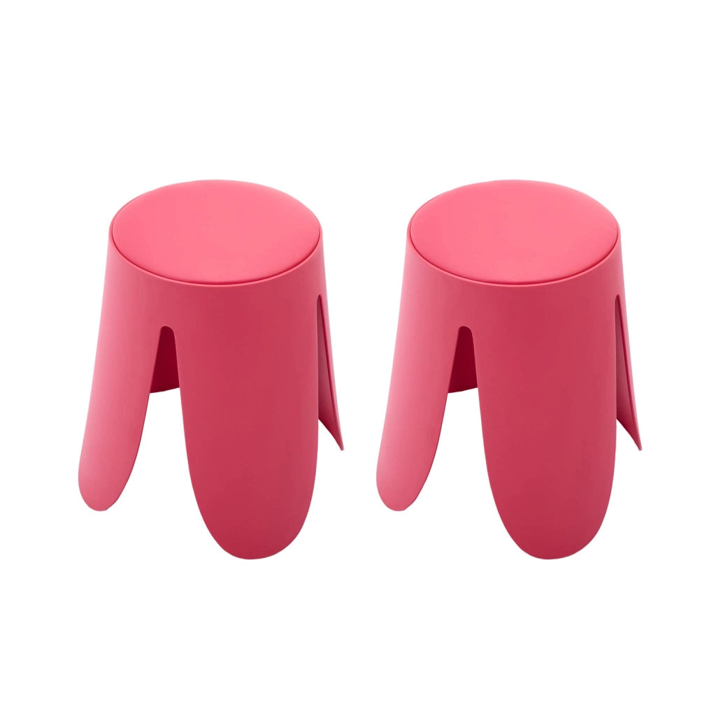 Set 2 sgabelli impilabili in similpelle, rosa