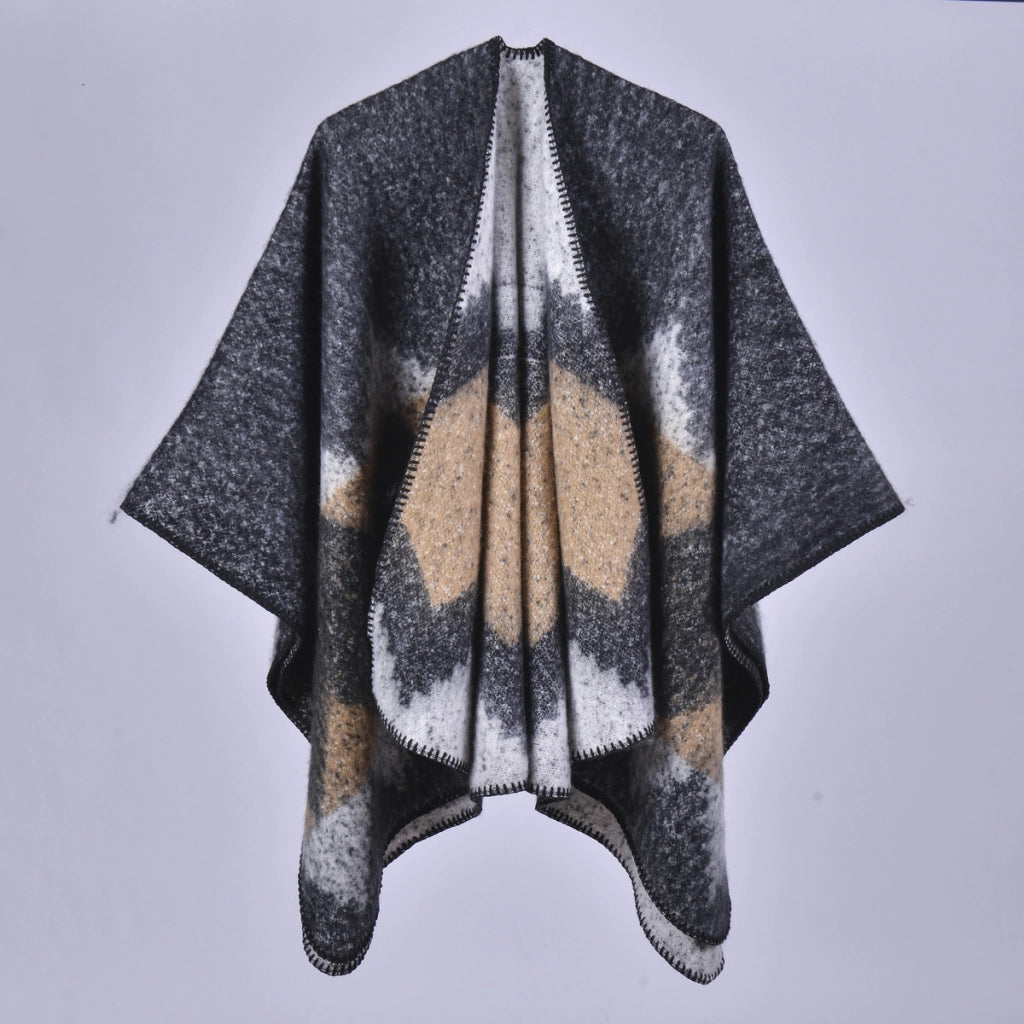 Nuovo cappotto da donna in cashmere caldo, stile scialle retr¨°, con mantella spessa.