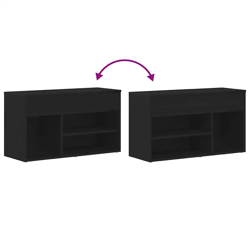 Panca per scarpe Rovere Nero 80 x 30 x 45 cm Legno multistrato 862703