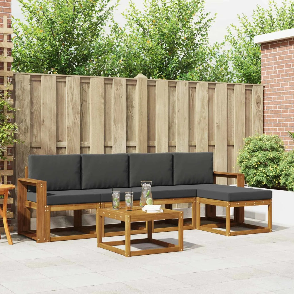 Set di divani da esterno con cuscino 6 pcs Naturale e Antracite