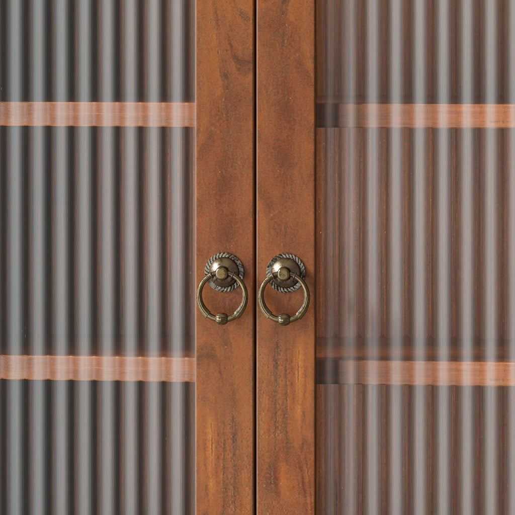 Pensile con 4 Ante; Ripiani Rimovibili e Ganci Aperti per Bagno in Legno Massello 100×20×80 cm Marrone