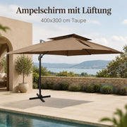 Parasol With Ventilation 400x300 Cm Taupe