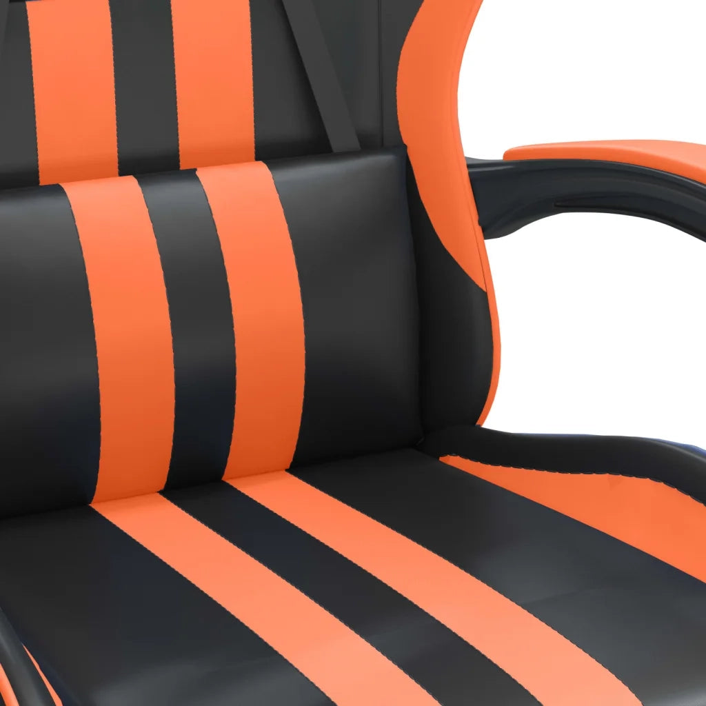 Sedia da Gaming Girevole Poggiapiedi Nero Arancione Similpelle 349537