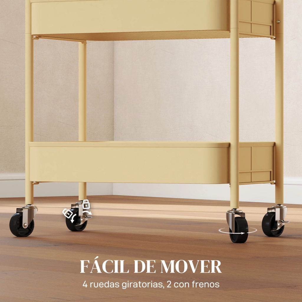 Carrello Portautensili da Cucina 3 Livelli ¨C zephmum ¨C 45x30.6x79 cm Giallo