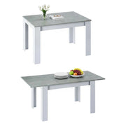 Tavolo allungabile Abudula, Tavolo per sala da pranzo allungabile, Tavolo da pranzo estensibile con allunga, cm 140/190x90h78, Cemento e Bianco