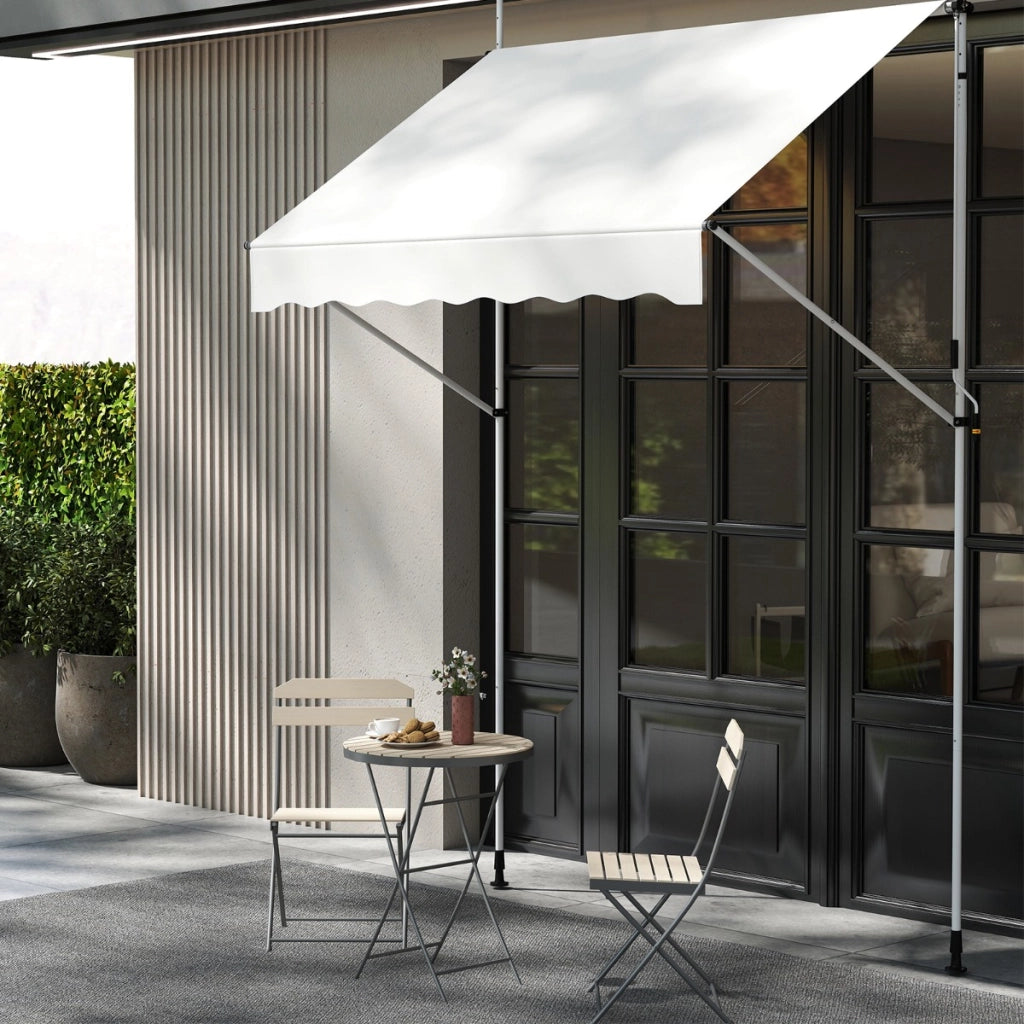Tenda da sole regolabile per esterni senza foratura con manovella, Tenda da sole e giardino 200 x 210-300 cm Beige-Tende parasole