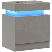 Comodino con Luci LED e 2 Cassetti ¨C zephmum ¨C Grigio 45x35x52 cm