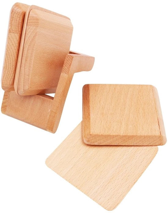 Set di 6 sottopiani in legno con supporto - Sottopiani rettangolari 9 cm - Resistente al calore - Impermeabile - Superficie liscia