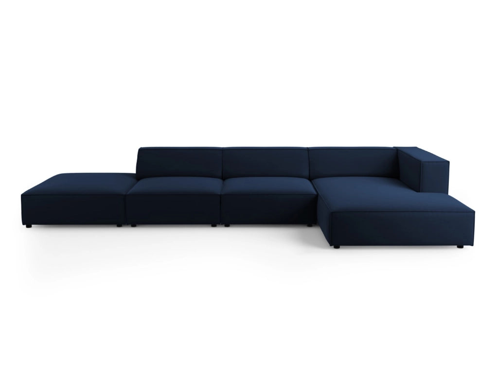 Cosmopolitan Design - Divano angolare destro "Arendal" 5 posti in velluto blu reale 