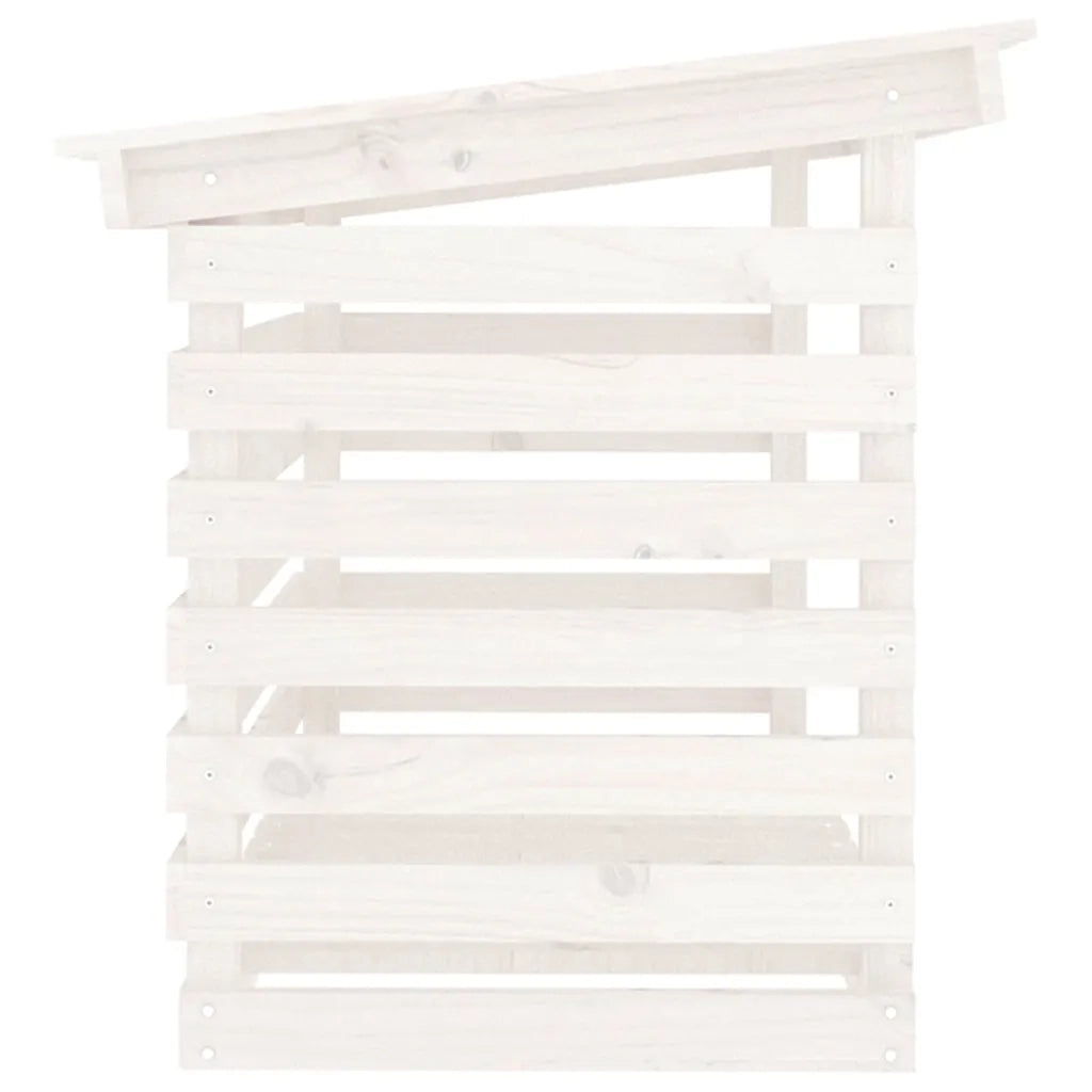 Portalegna-Scaffale per Legna Bianco 108x73x79 cm in Legno Massello di Pino