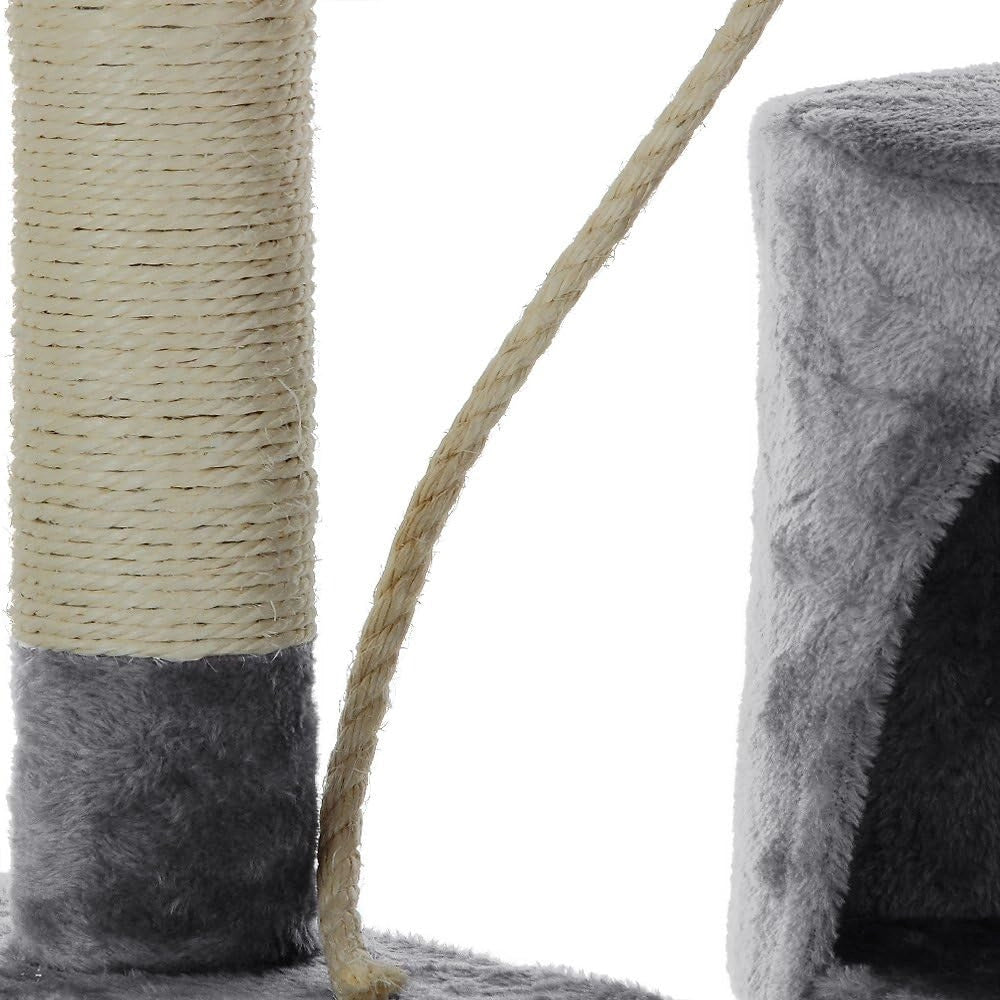 Albero Tiragraffi 112 cm 3 Piattaforme 1 Cuccia per Gatti 2 Palline 1 Corda da Gioco Affila Unghie Gatto