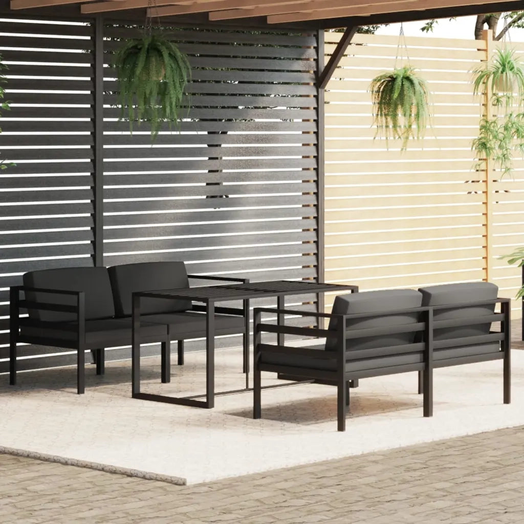 Set Divani da Giardino 5 pz con Cuscini in Alluminio Antracite 3115924