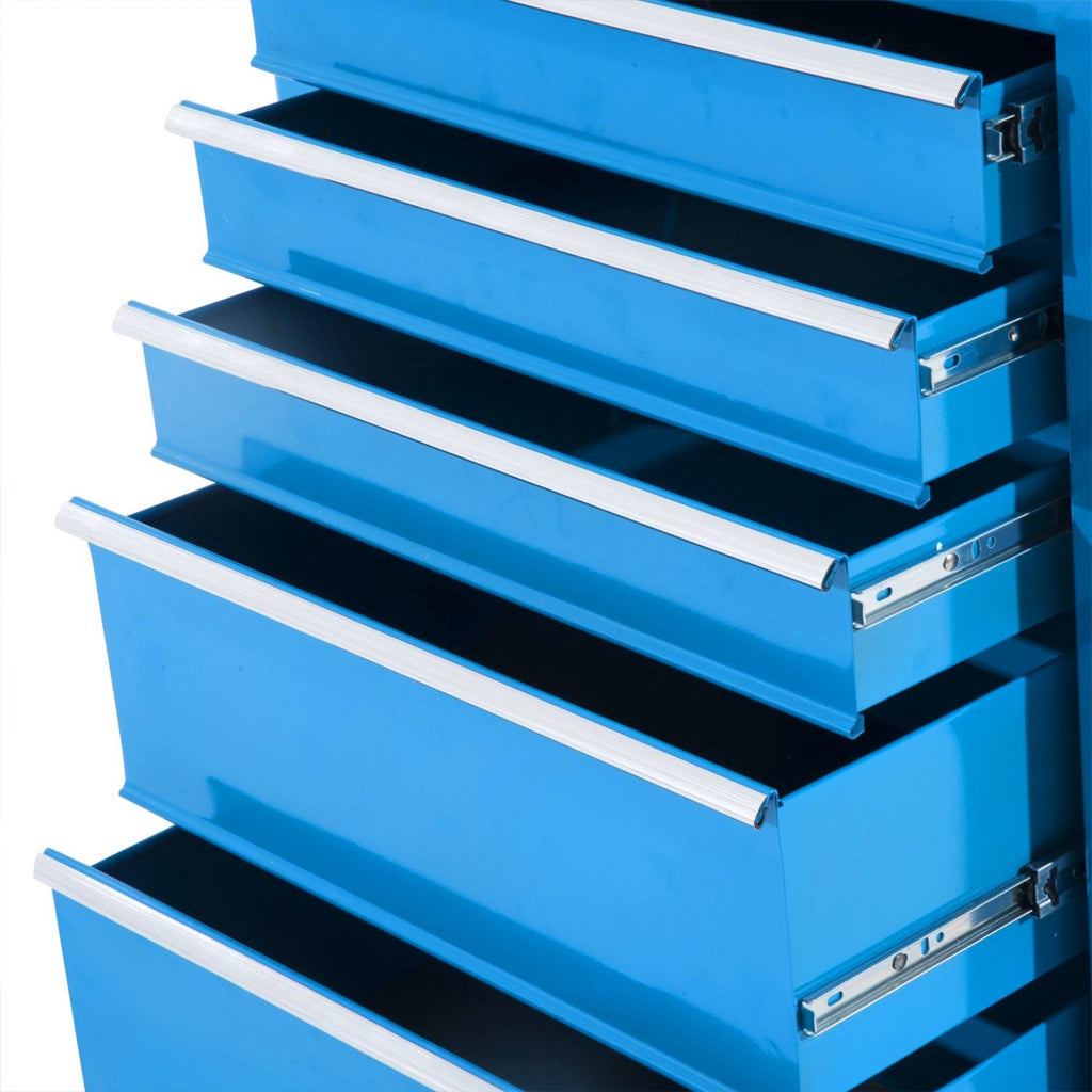 Cassettiera con 5 cassetti mobile in acciaio blu ¨C zephmum ¨C rotelle metallo