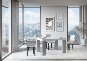 Tavolo Allungabile 130/234x90x77 cm Roxell Mix piano Bianco Frassino gambe Cemento