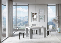 Tavolo Allungabile 130/390x90x77 cm Roxell Mix piano Bianco Frassino gambe Cemento