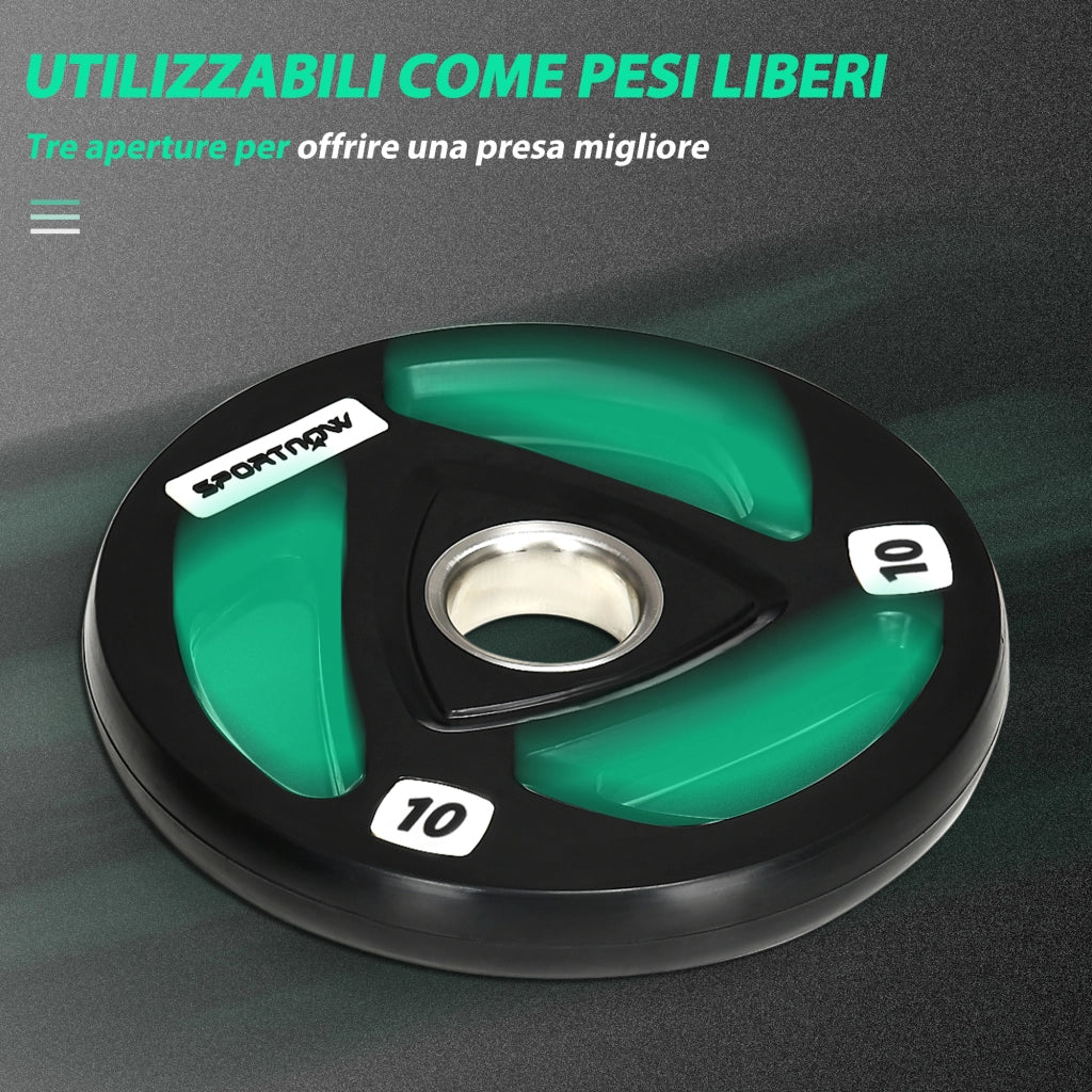 EasyComfort Set di 2 Dischi Pesi da 10kg in Acciaio con Rivestimento in Gomma per Bilanciere