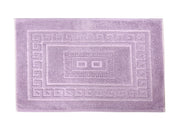 Tappeto Bagno Doccia Spugna Tinta Unita Torino Tappetino Super Assorbente In Cotone Pelo Corto Con Greca - Parure 3 Pezzi - Lilla