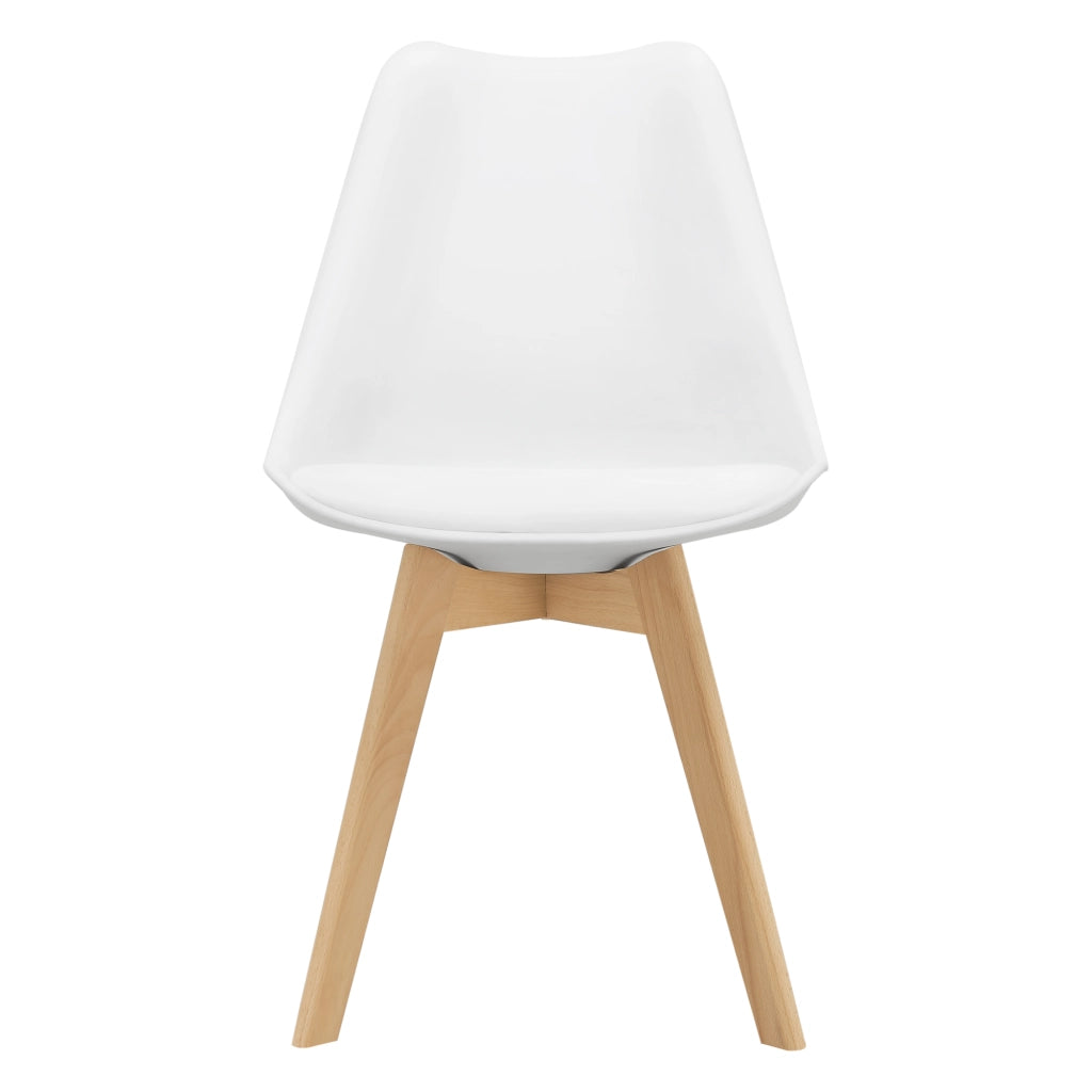 Set Fläten di 4 Sedie da Sala con Seduta Imbottita Rivestimento in Similpelle Bianco [en.casa]