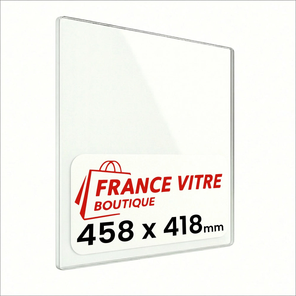 458 x 418 x 4 mm - Vetro per stufa a legna - vetro camino di ricambio - vetro per caminetto resistente al fuoco - France Vitre