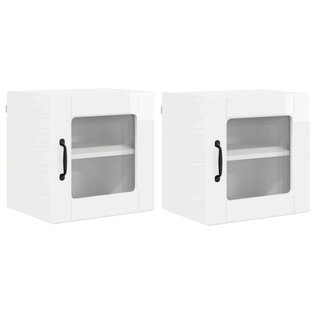 Set di 2 pensili da cucina moderni con 2 pratici ripiani 40 x 31 x 40 cm legno composito bianco 02_0054190
