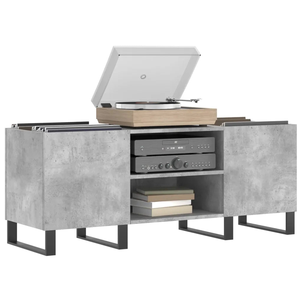 Mobile Porta Dischi Grigio Cemento 121x38x48 Legno Multistratocod mxl 104252