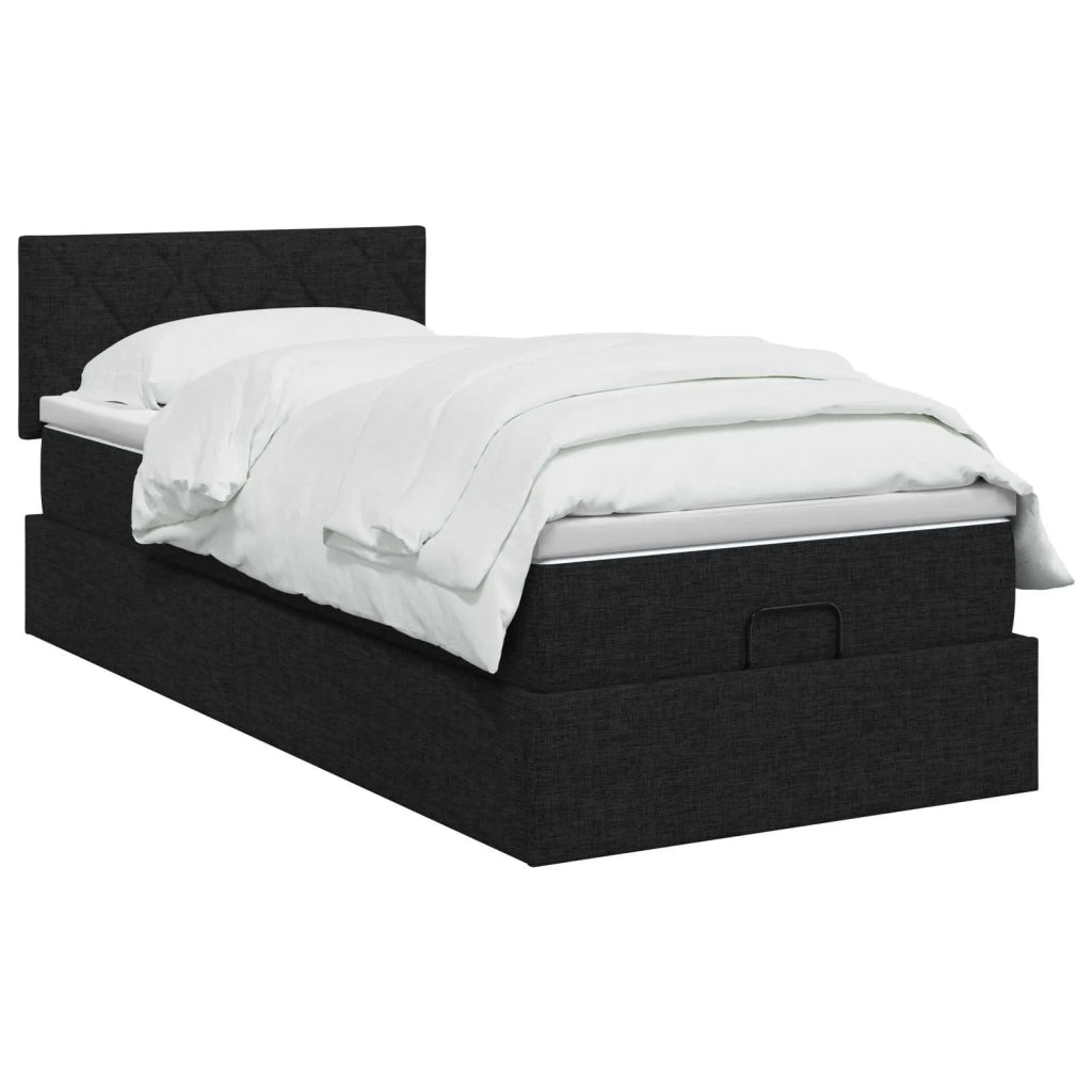 Letto ottomano con materasso Nero 90 x 190 cm Tessuto 3456373