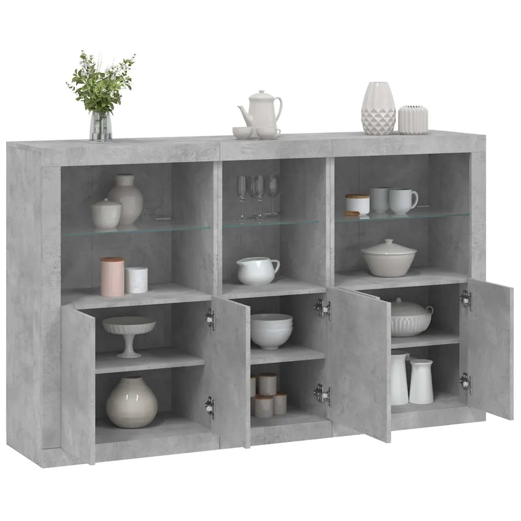 Credenza con Luci LED Grigio Cemento 162x37x100 cmcod mxl 133827
