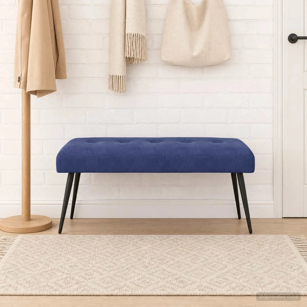 Panchina con bottoni imbottiti Blu Polizia 110 x 40 x 46 cm 42038541