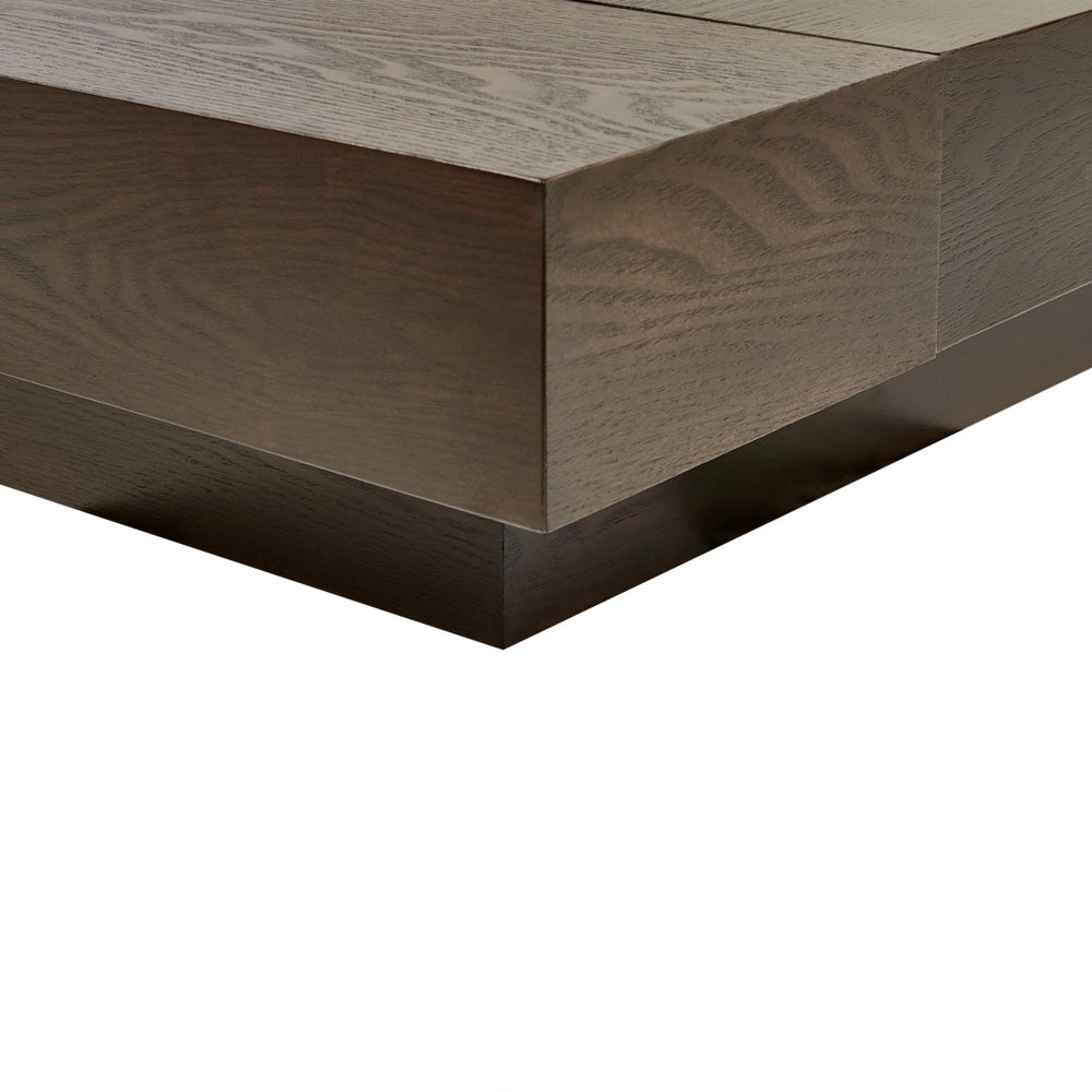 Letto ad acqua in stile giapponese in frassino scuro 160 x 200 cm testata in MDF impiallacciata in legno testata in ecopelle