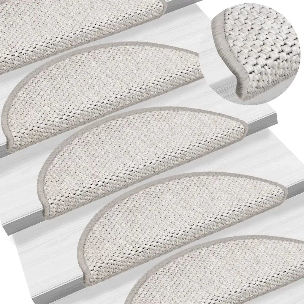 Tappeti Adesivi Scale Aspetto Sisal 15 pz | Gradini per Scale 56x17x3 cm Platino