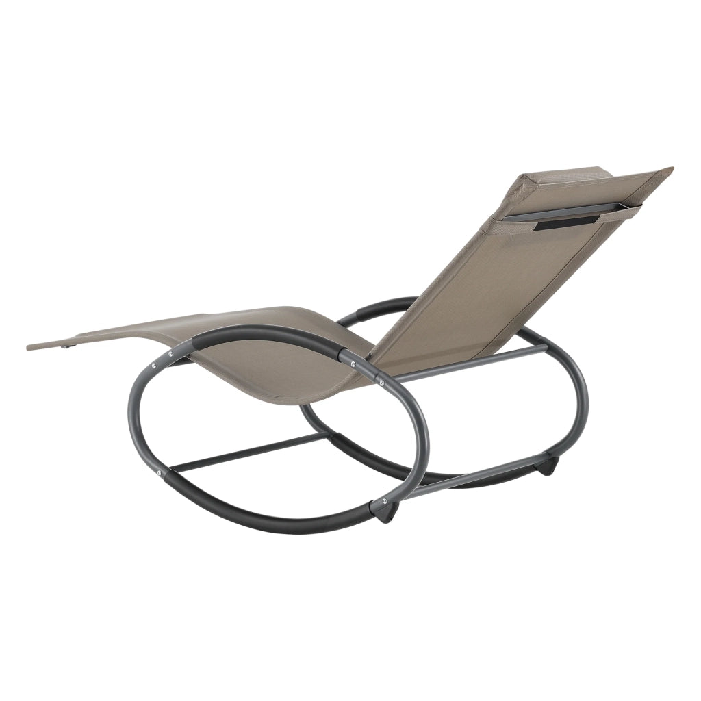 Sedia da giardino rimovibile acciaio e tessuto 153 x 63 x 81 cm beige 03_0009460
