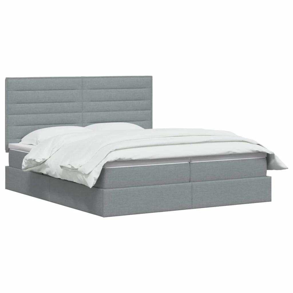 Letto con Contenitore Grigio Chiaro 200 x 200 cm Tessuto 3459783