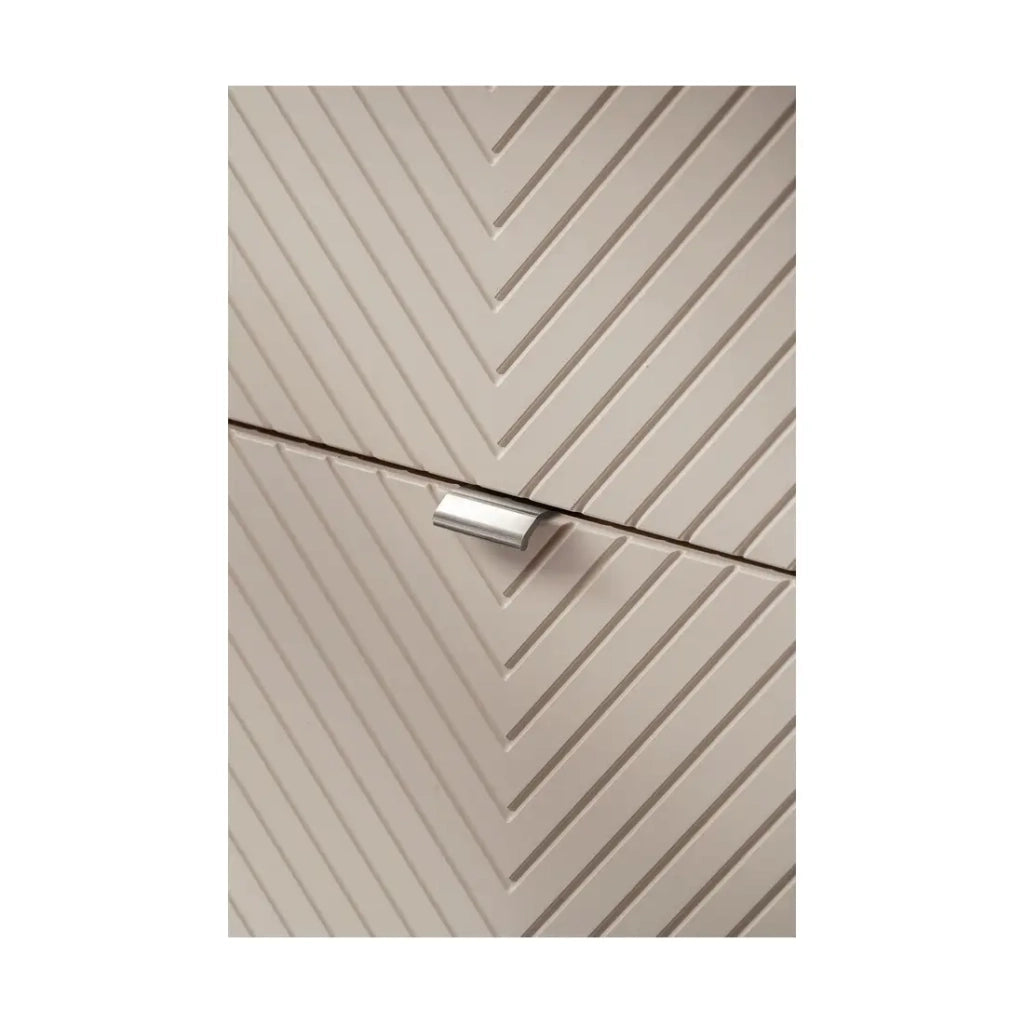 Mobile sottolavabo AOKI – 2 cassetti – Finitura beige cachemire con motivi a spina di pesce e maniglie dorate – L80 × P39 × H57 cm – Da appendere