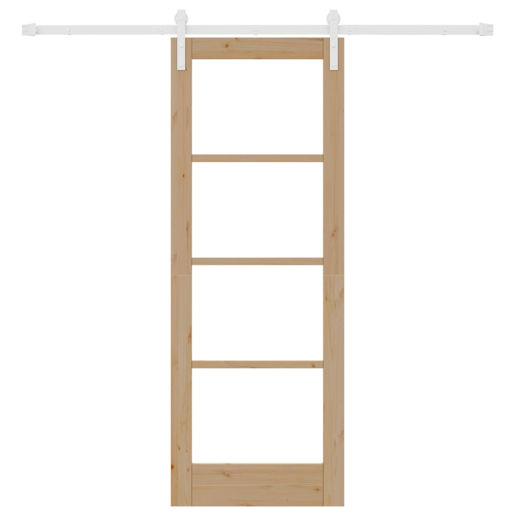 Porta Scorrevole con Set di Hardware 'ORKDAL'Legno Massello e Vetro