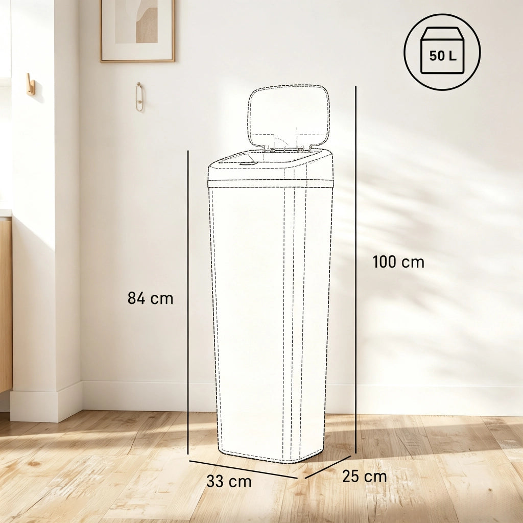 Pattumiera da cucina automatica con sensore, verticale e alta. Include solo il bidone della spazzatura.