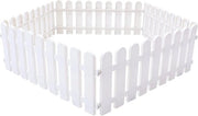 Decorative plastic white borders for garden fences and flower beds - Set of 5 pieces - Borders for lawn, paths - 50 x 20 cm