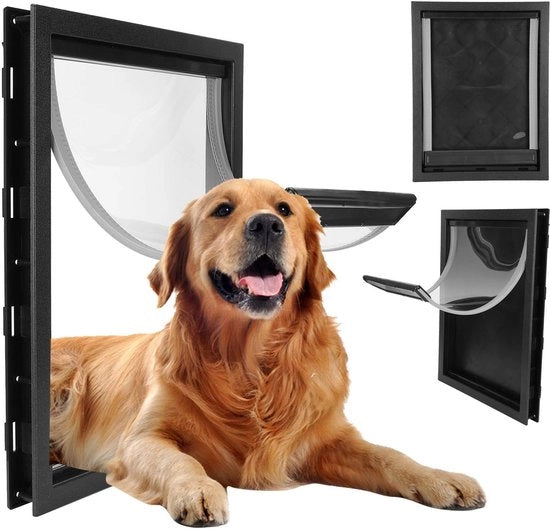 Porta per cani facile da installare - Porta di sicurezza rimovibile - Materiale ABS resistente - Design trasparente - Resistente alle intemperie - Adatto per porte interne ed esterne - Porta per animali domestici