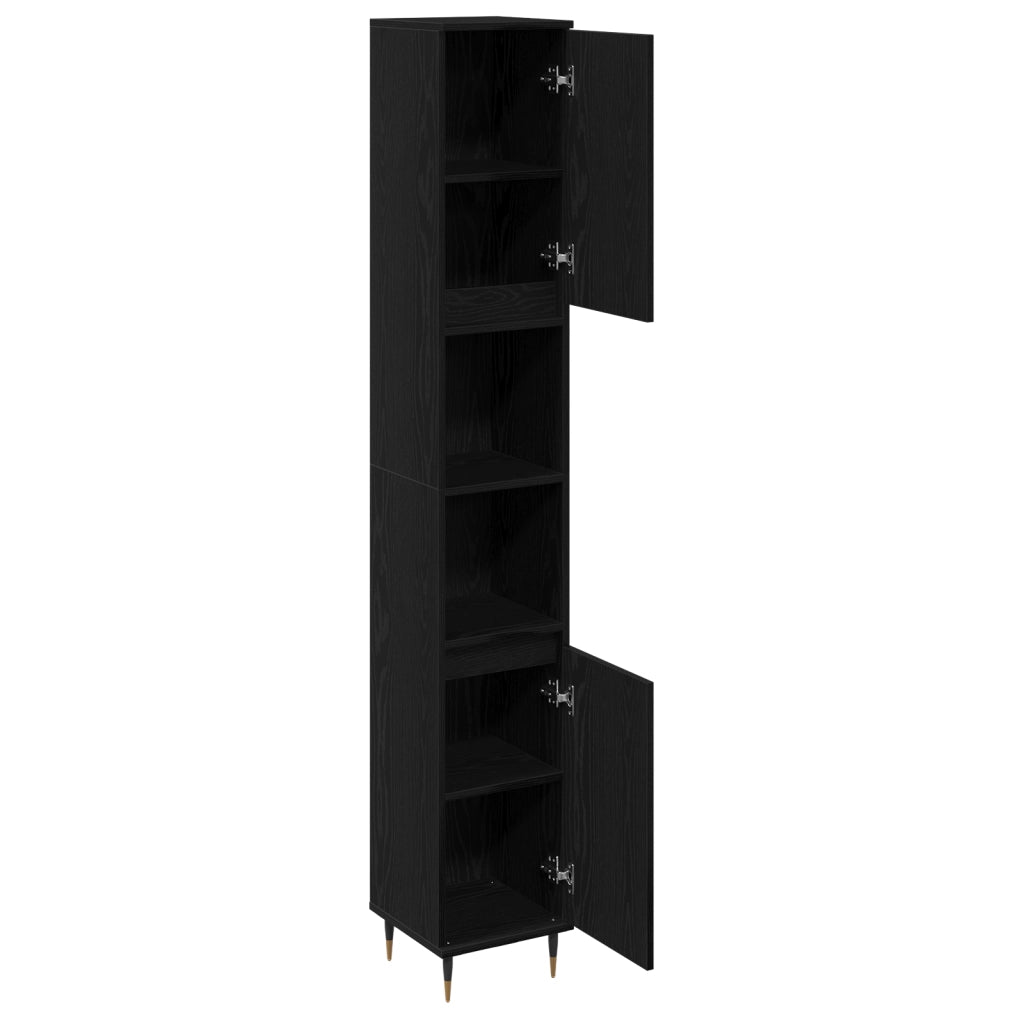 Mobile da bagno  Nero Rovere 30x30x190 cm in Legno ingegnerizzato